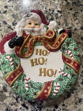 Vintage Fitz and Floyd Christmas Plate “HO, HO, HO”
